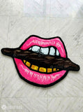 Pink Lips Cigar Pop Art Hand-Tufted Rug