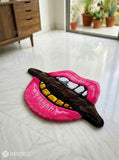 Pink Lips Cigar Pop Art Hand-Tufted Rug