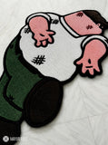 Griffin Family Guy inspired hand-tufted wool rug with retro cartoon meme aesthetic design by Mayur Rugs