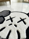 KAWS inspired custom handmade grey and white hand-tufted wool rug with modern hype-art aesthetic design by Mayur Rugs