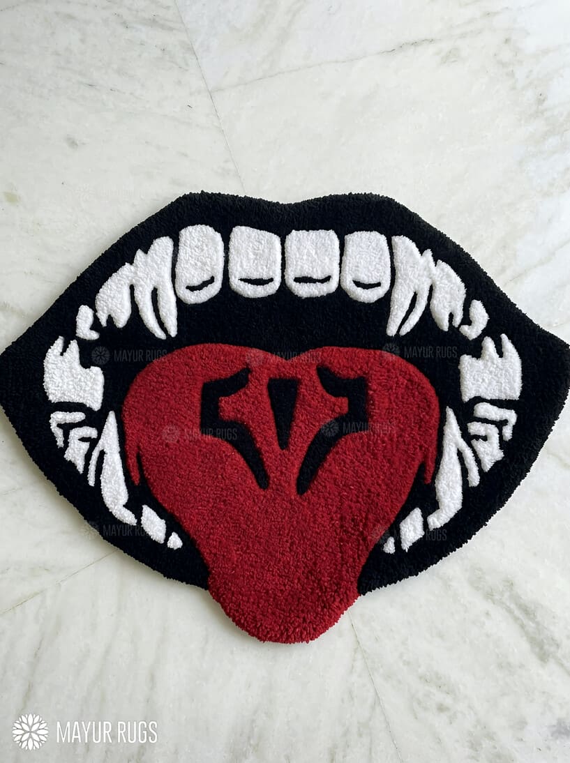 Sukuna tufting art hand-tufted wool rug with dark anime aesthetic design by Mayur Rugs