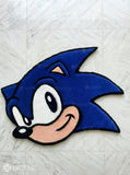 Sonic inspired hand-tufted wool rug with retro gaming cartoon design, premium custom area rug by Mayur Rugs