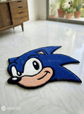 Sonic inspired hand-tufted wool rug with retro gaming cartoon design, premium custom area rug by Mayur Rugs