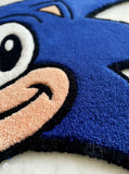 Sonic inspired hand-tufted wool rug with retro gaming cartoon design, premium custom area rug by Mayur Rugs