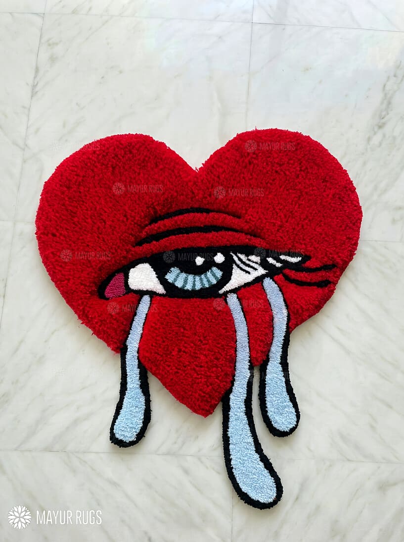 Crying Heart Eye Art Handtufted Custom Rug