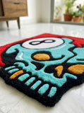 8 ball skull hand-tufted wool rug with gothic billiards aesthetic design, premium custom area rug by Mayur Rugs