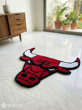 Chicago Bulls inspired hand-tufted wool rug with basketball streetwear aesthetic design, premium custom area rug by Mayur Rugs