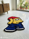 Bart Simpson inspired hand-tufted wool rug with retro cartoon streetwear aesthetic design by Mayur Rugs