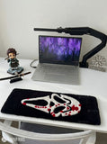 Ghostface keyboard hand-tufted wool rug with horror gaming setup aesthetic design, premium custom area rug by Mayur Rugs