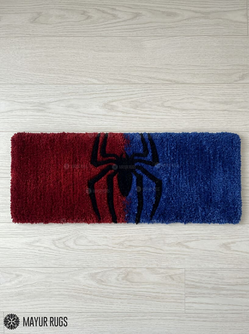 Spider keyboard hand-tufted wool rug with dark webcore gaming setup aesthetic design, premium custom area rug by Mayur Rugs