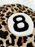 8 ball pool cheetah print custom hand-tufted wool rug with streetwear aesthetic design by Mayur Rugs