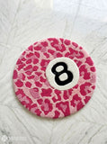 8 ball pool pink cheetah print custom hand-tufted wool rug with streetwear aesthetic design by Mayur Rugs