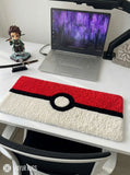 Poké Ball inspired hand-tufted keyboard rug with red white and black gaming design by Mayur Rugs