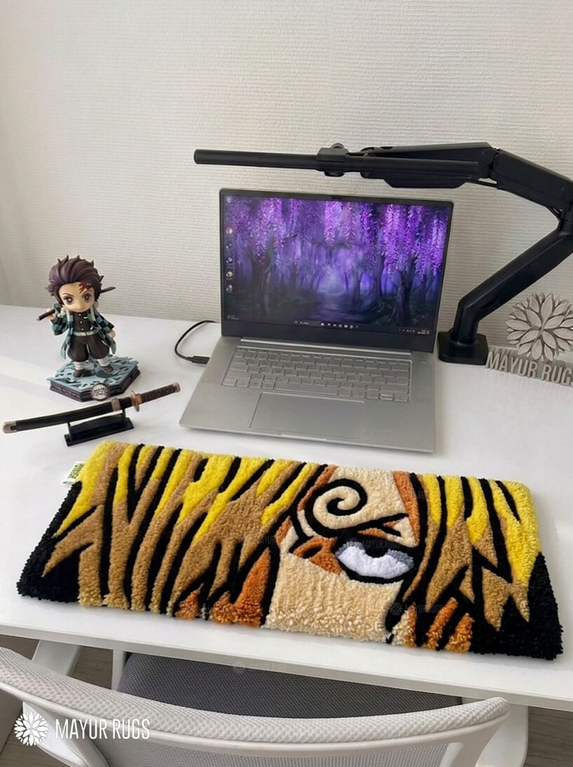 Sanji One Piece Inspired anime keyboard rug with cinematic manga eye aesthetic by Mayur Rugs
