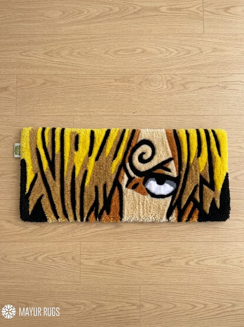 Sanji One Piece Inspired anime keyboard rug with cinematic manga eye aesthetic by Mayur Rugs