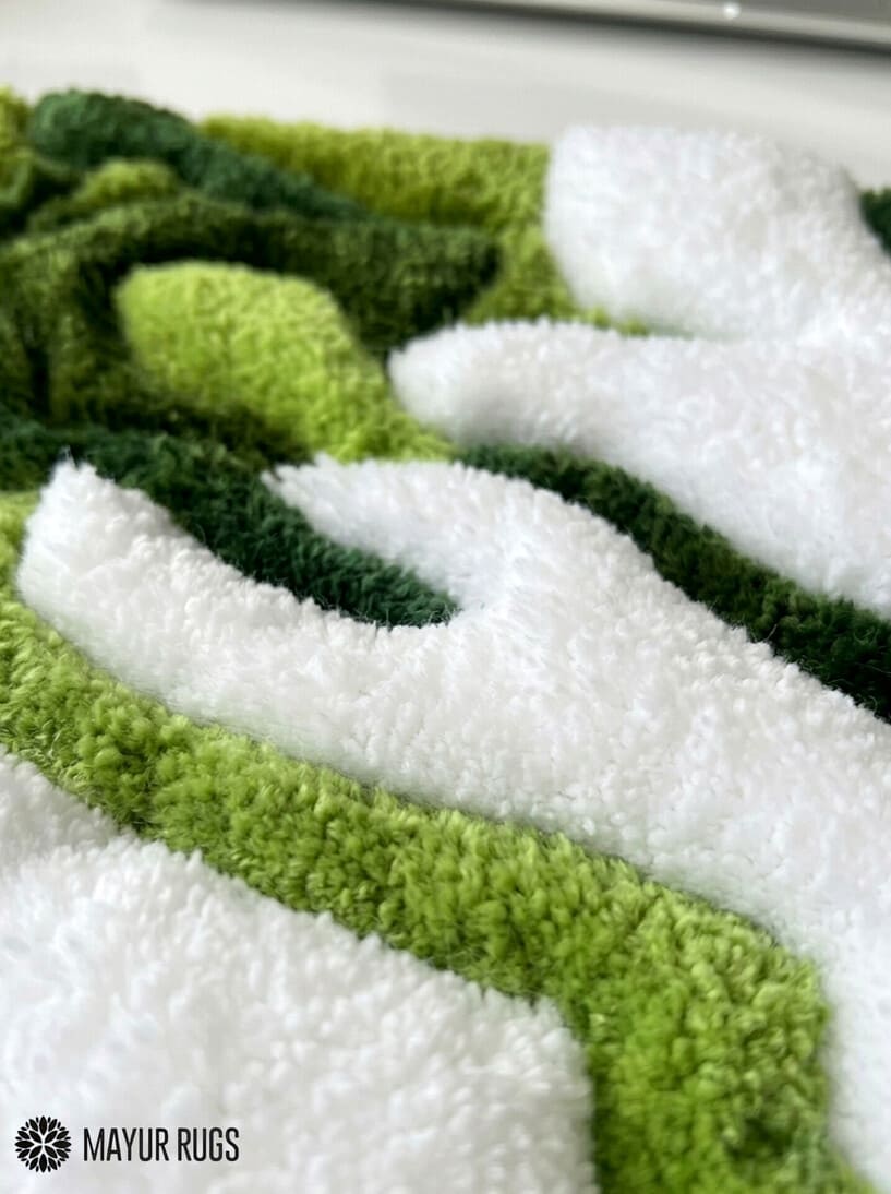 Moss Flow 3D hand-tufted keyboard rug with organic abstract aesthetic by Mayur Rugs