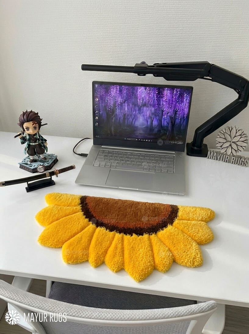 Sunflower Floral Aesthetic Keyboard Rug