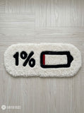 1% Battery hand-tufted wool rug with minimalist internet culture aesthetic design by Mayur Rugs