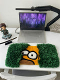 Homer Simpson bush meme inspired hand-tufted keyboard rug with fluffy green shag aesthetic by Mayur Rugs