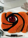 Obito Uchiha inspired Sharingan hand-tufted keyboard rug with Naruto anime aesthetic by Mayur Rugs