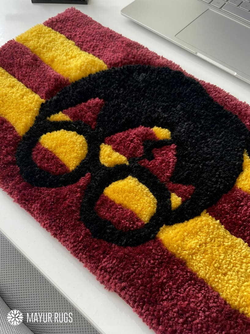 Harry Potter Inspired hand-tufted keyboard rug with wizard fantasy gaming desk setup aesthetic by Mayur Rugs