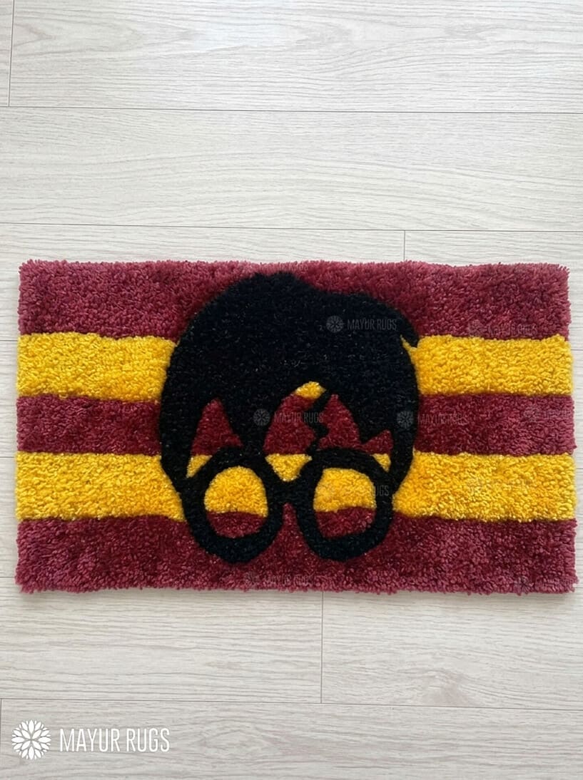 Harry Potter Inspired hand-tufted keyboard rug with wizard fantasy gaming desk setup aesthetic by Mayur Rugs