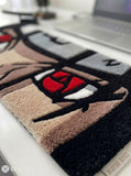 Itachi Uchiha Inspired anime keyboard rug with Sharingan eye aesthetic by Mayur Rugs