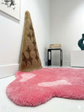 Melting ice cream cone hand-tufted wool rug with pink pop-art aesthetic design by Mayur Rugs