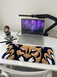 Lion face hand tufted keyboard rug featuring intense red eyes and bold wildlife artwork by Mayur Rugs