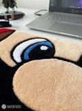 Mario inspired face hand tufted keyboard rug featuring iconic gaming character artwork by Mayur Rugs
