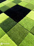 Minecraft Creeper inspired hand tufted wool area rug featuring pixelated gaming artwork by Mayur Rugs