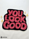 You Look Good hand tufted 3D wool rug featuring motivational typography artwork by Mayur Rugs