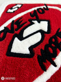 UNO Reverse Love You More hand tufted area rug for couples featuring romantic card inspired design by Mayur Rugs