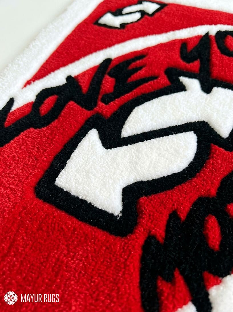 UNO Reverse Love You More hand tufted area rug for couples featuring romantic card inspired design by Mayur Rugs