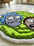 Rick and Morty inspired portal hand tufted wool rug featuring cartoon-inspired portal artwork by Mayur Rugs.