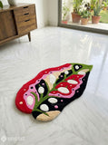Pink Monstera Leaf Abstract Hand-Tufted wool rug featuring modern botanical artwork and tropical contemporary design by Mayur Rugs.