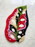Pink Monstera Leaf Abstract Hand-Tufted wool rug featuring modern botanical artwork and tropical contemporary design by Mayur Rugs.