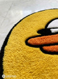 Smug duck meme hand tufted wool rug featuring the viral side-eye duck illustration by Mayur Rugs.