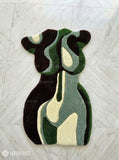 Abstract women's body figure art hand-tufted wool rug featuring a contemporary female silhouette and modern artistic design by Mayur Rugs.