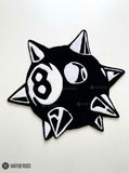 Evil 8 Ball Spiky Custom hand tufted wool rug featuring gothic cartoon character artwork by Mayur Rugs.