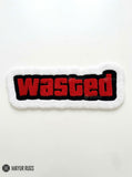 Wasted hand-tufted statement rug handmade in India by Mayur Rugs featuring bold gaming-inspired typography in red, black, and white.