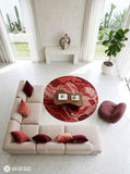 Red Marble Abstract Hand-Tufted Round Rug