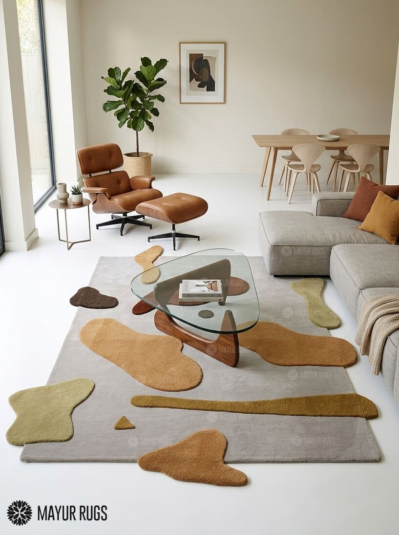 Earthy Organic Sculptural Hand-Tufted Area Rug