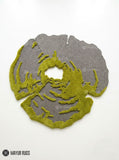 Lime Relic Grey & Olive Green Abstract Round Cut & Loop Area Rug