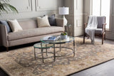 Floral Traditional Cream Beige Wool Area Rug