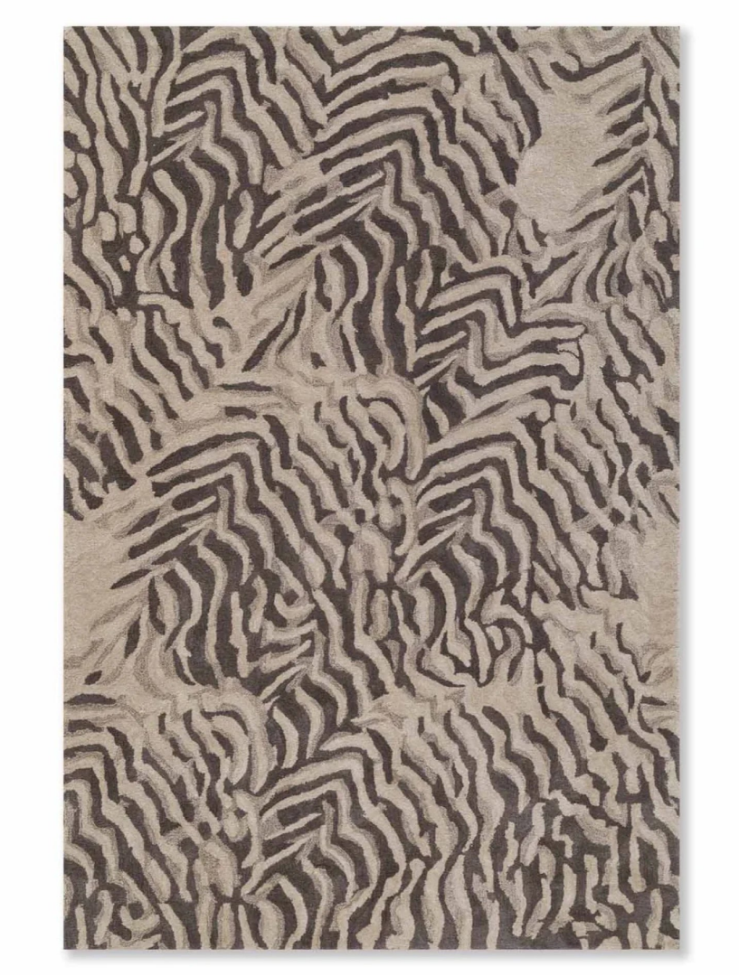 Rug with a zebra pattern on a plain background